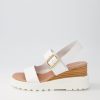 DJANGO & JULIETTE Barmer White Leather Sandals | Wedges