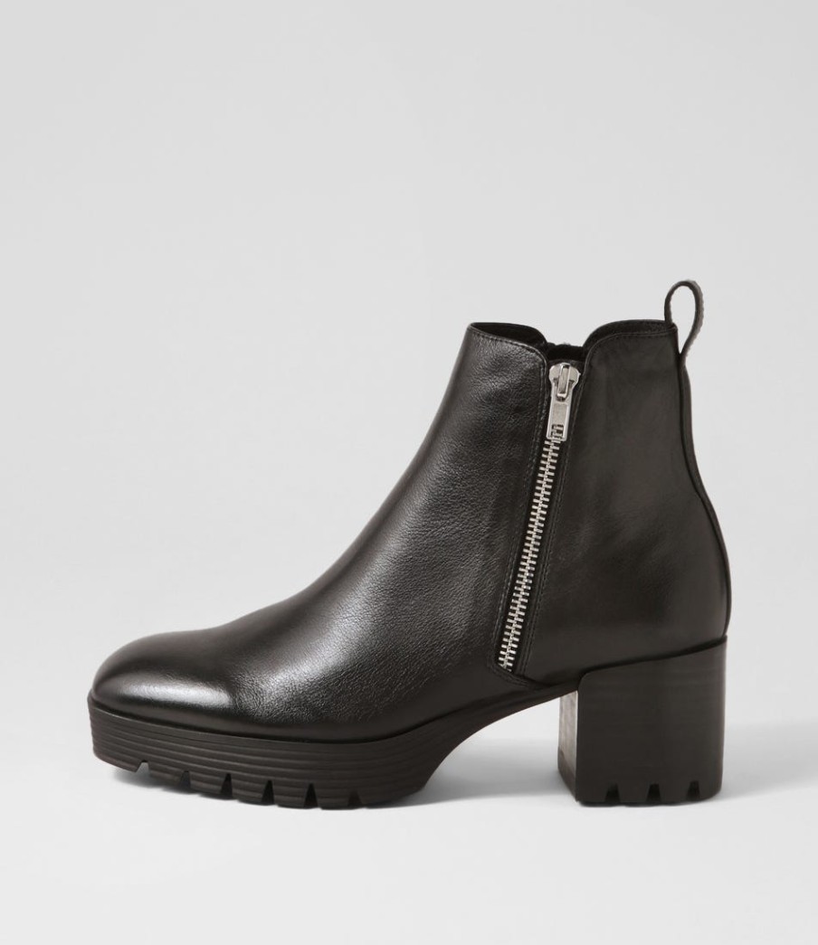 DJANGO & JULIETTE Dinis Black Leather Ankle Boots | Boots