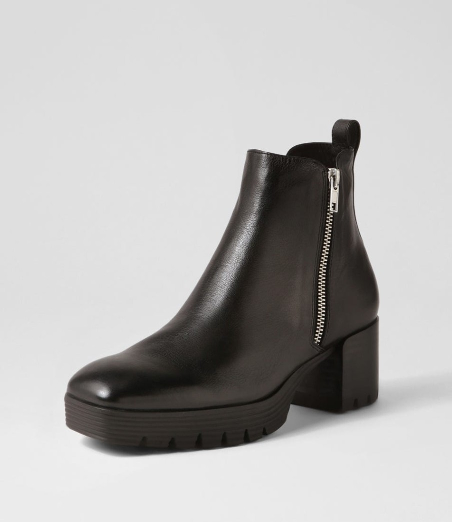 DJANGO & JULIETTE Dinis Black Leather Ankle Boots | Boots