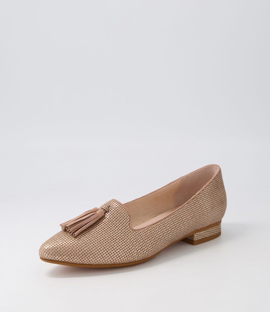 DIANA FERRARI Dustu Rose Gold Cut Leather Loafers | Loafers