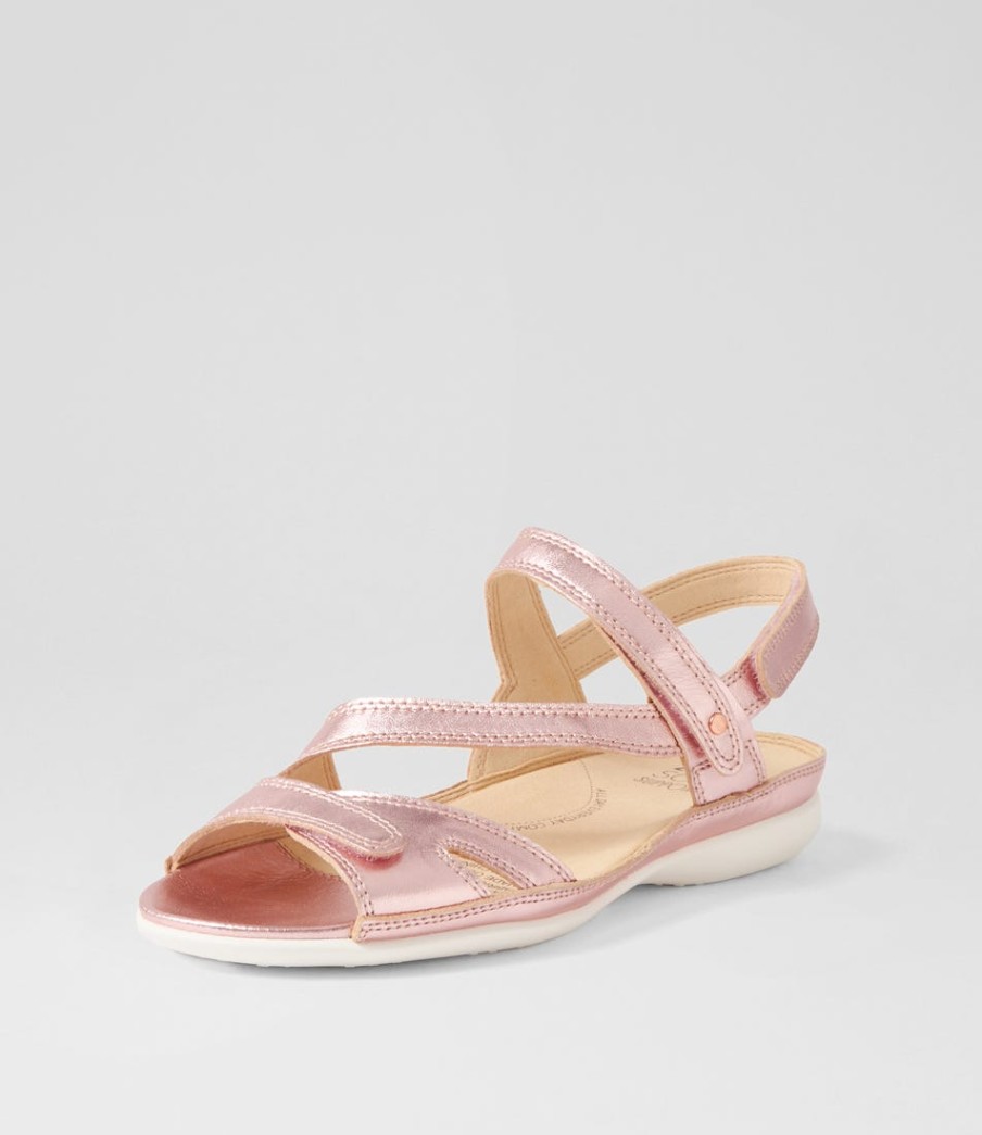 ZIERA Belta W Rose Metallic Leather Sandals | Wedges