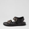 ZIERA Hastice W Black Leather Sandals | Flats