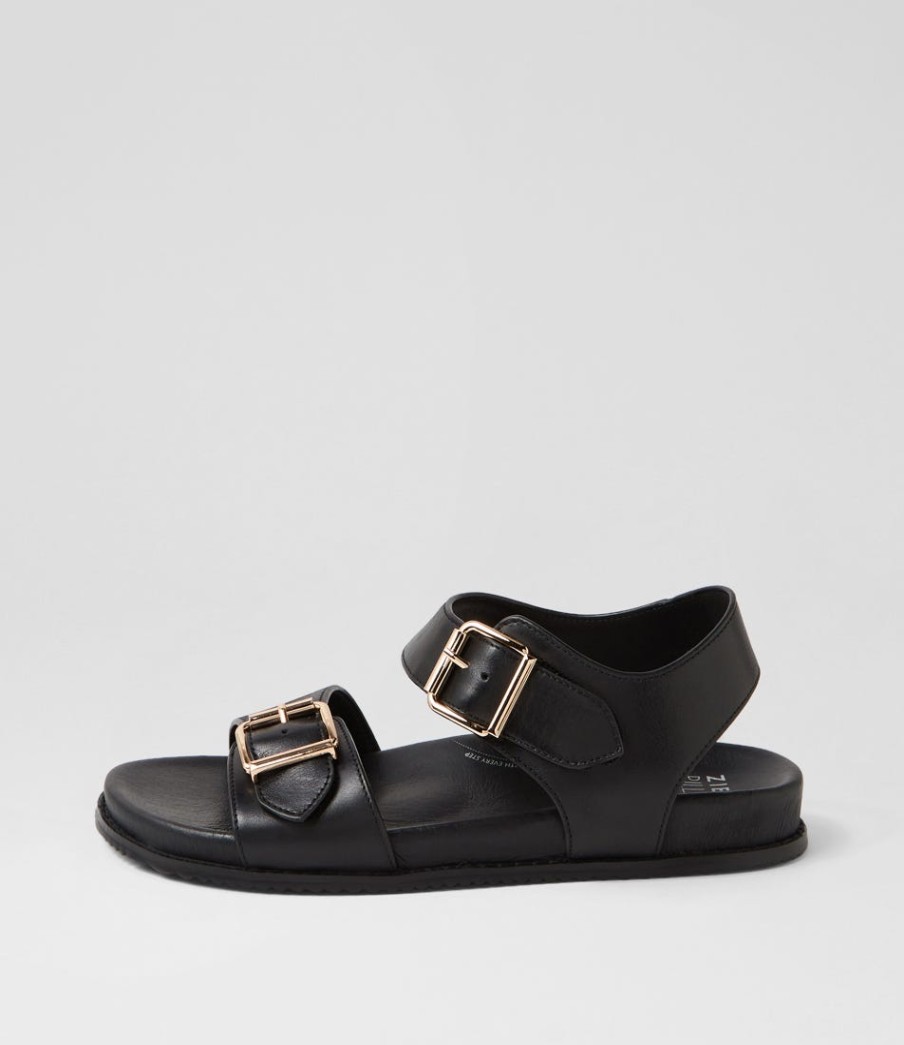 ZIERA Hastice W Black Leather Sandals | Flats