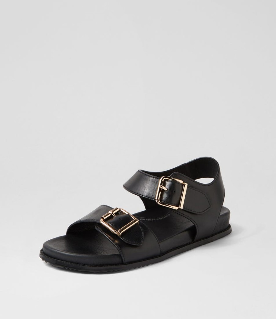 ZIERA Hastice W Black Leather Sandals | Flats