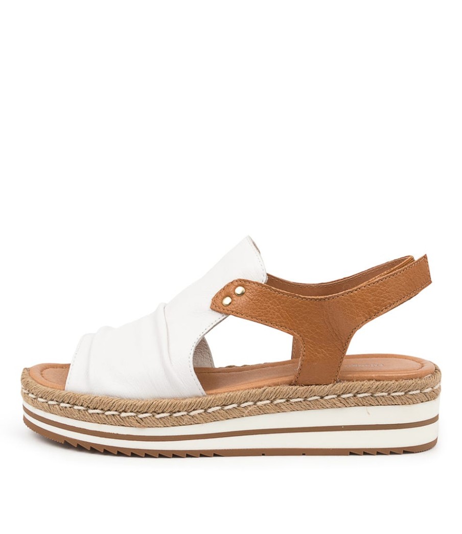 DJANGO & JULIETTE Alora White-Dk Tan | Espadrilles