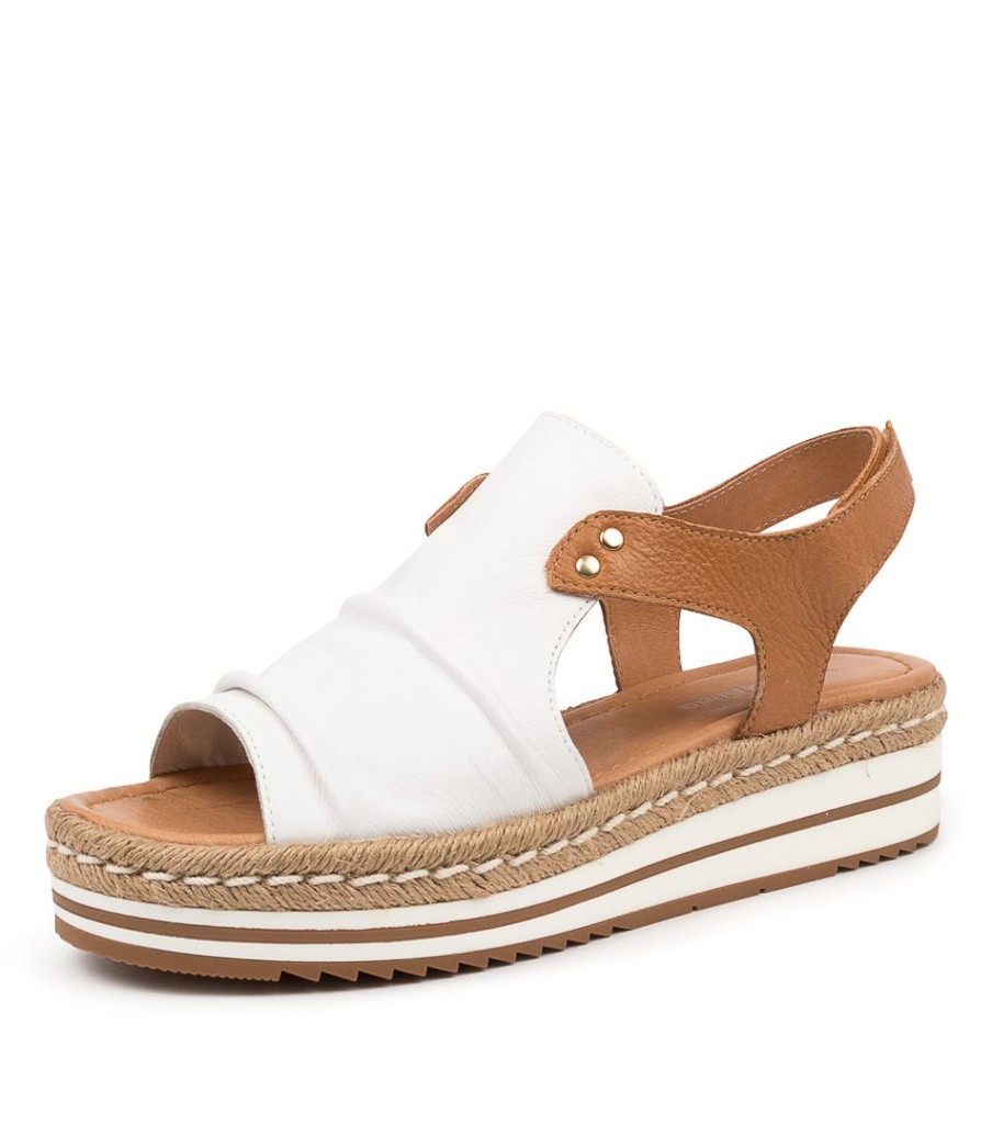 DJANGO & JULIETTE Alora White-Dk Tan | Espadrilles