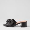 DJANGO & JULIETTE Finchy Black Heel Leather Mules | Heels