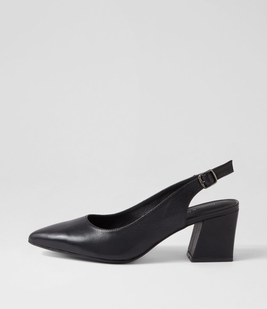 DJANGO & JULIETTE Malia Black Leather Heels | Heels