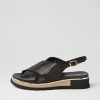 TOP END Ulrika Black Lizard Leather Sandals | Wedges