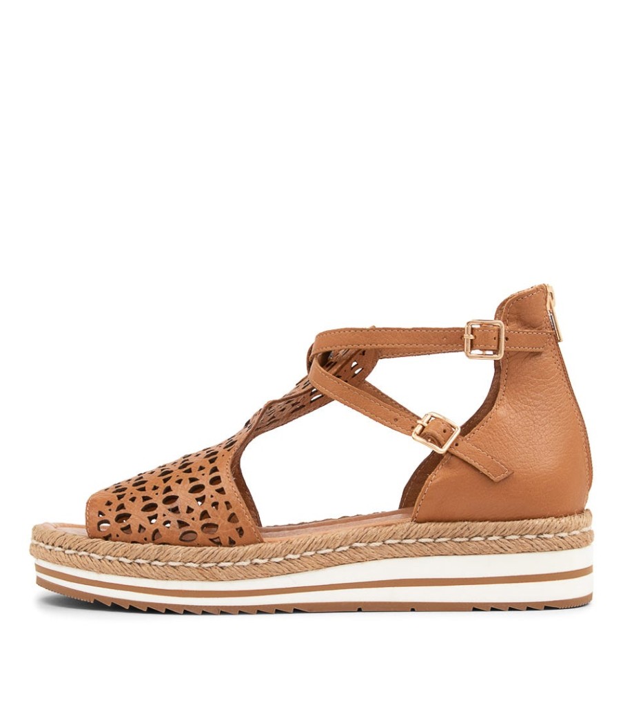 DJANGO & JULIETTE Accra Dark Tan Leather Espadrilles | Espadrilles