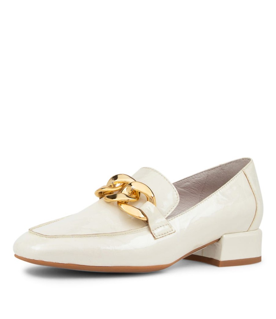 DJANGO & JULIETTE Vivandy White Shrunken Patent Heels | Loafers