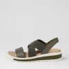 ZIERA Grandys W Olive Leather Elastic Sandals | Heels