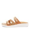 ZIERA Ieanny W Camel Multi Leather Weave Slides | Wedges