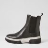 DJANGO & JULIETTE Yaella Black White Leather Chelsea Boots | Boots