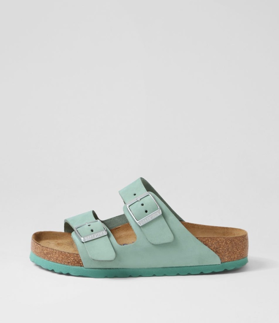 BIRKENSTOCK Arizona Sfb Nubuck Beryl Nubuck Slides | Comfort