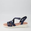 DJANGO & JULIETTE Matedy Navy Leather Sandals | Wedges