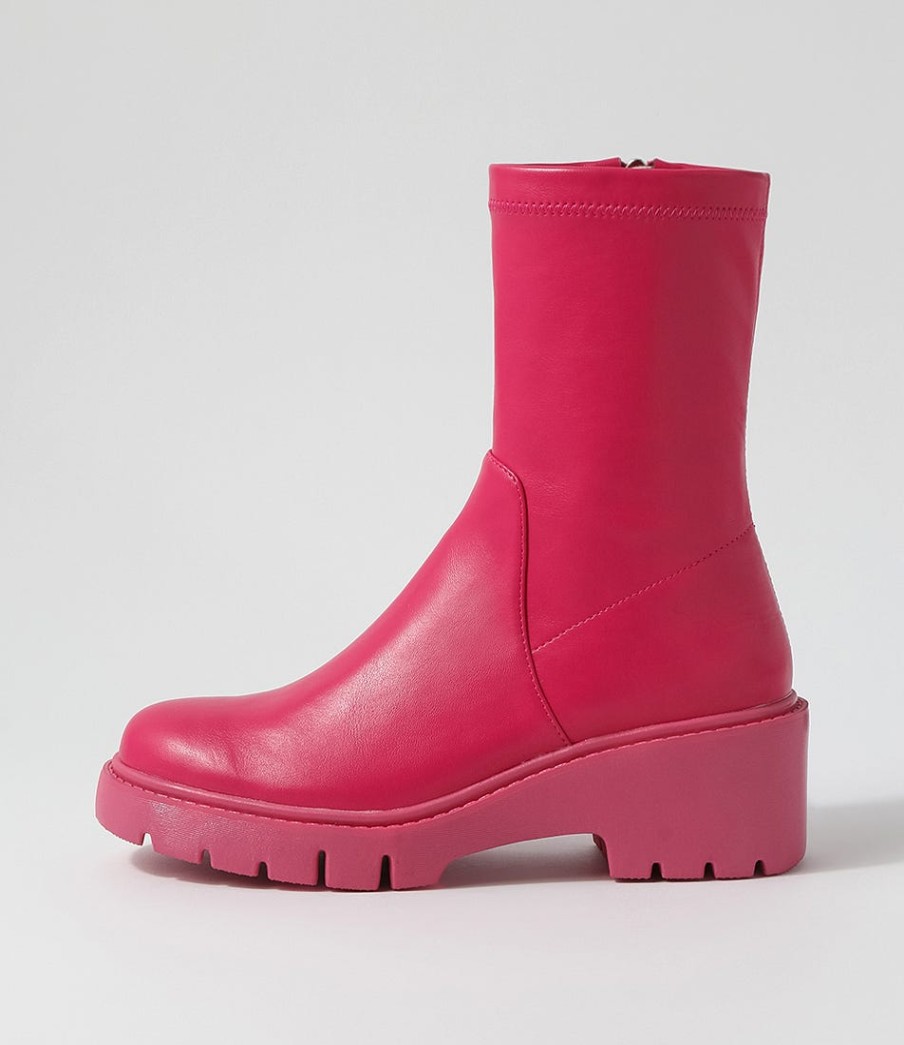 DJANGO & JULIETTE Urina Fuchsia Stretch Ankle Boots | Boots