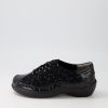 ZIERA Allsorts Xw Black Sparkle Lace Up Flats | Comfort