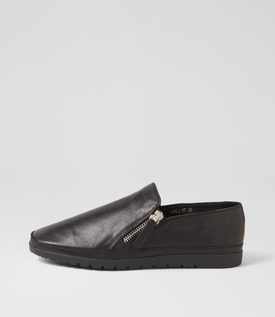 DIANA FERRARI Ashli Black Leather Flat Shoes | Loafers