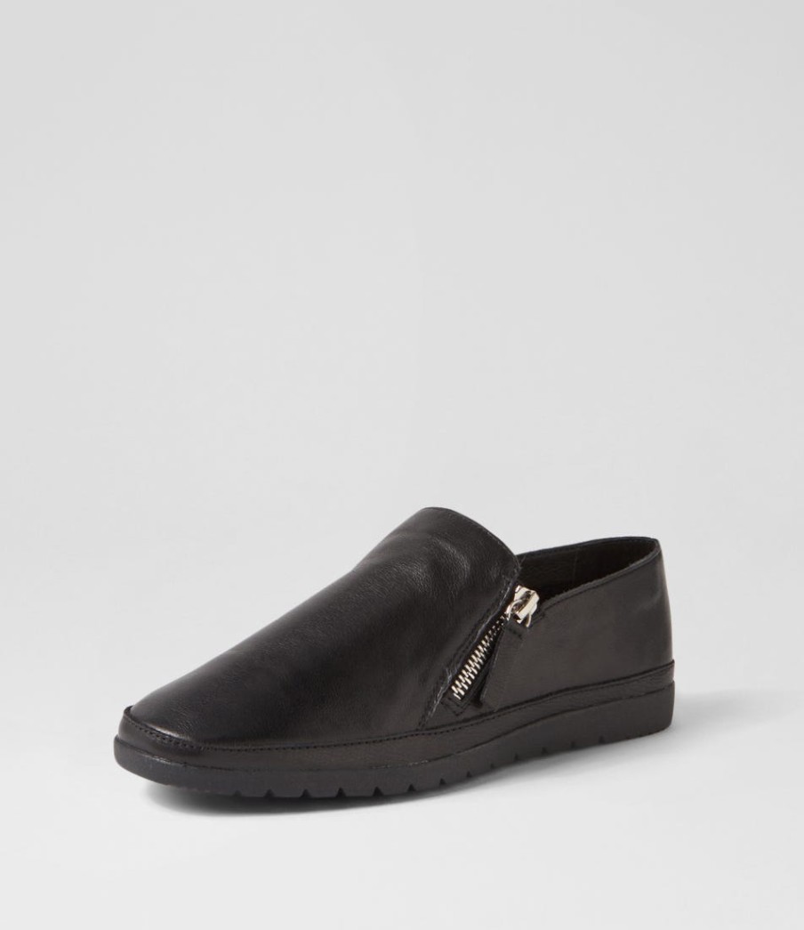 DIANA FERRARI Ashli Black Leather Flat Shoes | Loafers