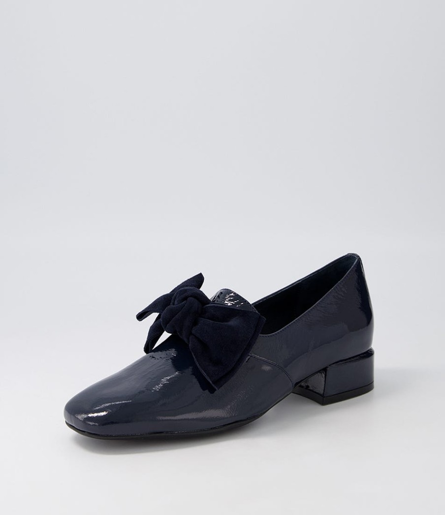 DJANGO & JULIETTE Varva Navy Patent Suede Heels | Loafers