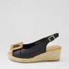 DJANGO & JULIETTE Saloso Black Natural Leather Buckle Sandals | Espadrilles