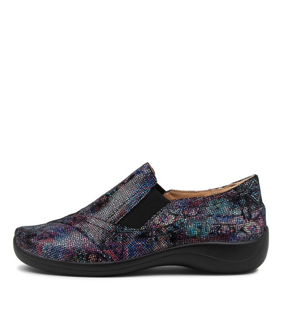 ZIERA Java Xf Blue Multi Leather Flat Shoes | Comfort