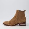 DJANGO & JULIETTE Forda Choc Bronze Suede Elastic Chelsea Boots | Boots