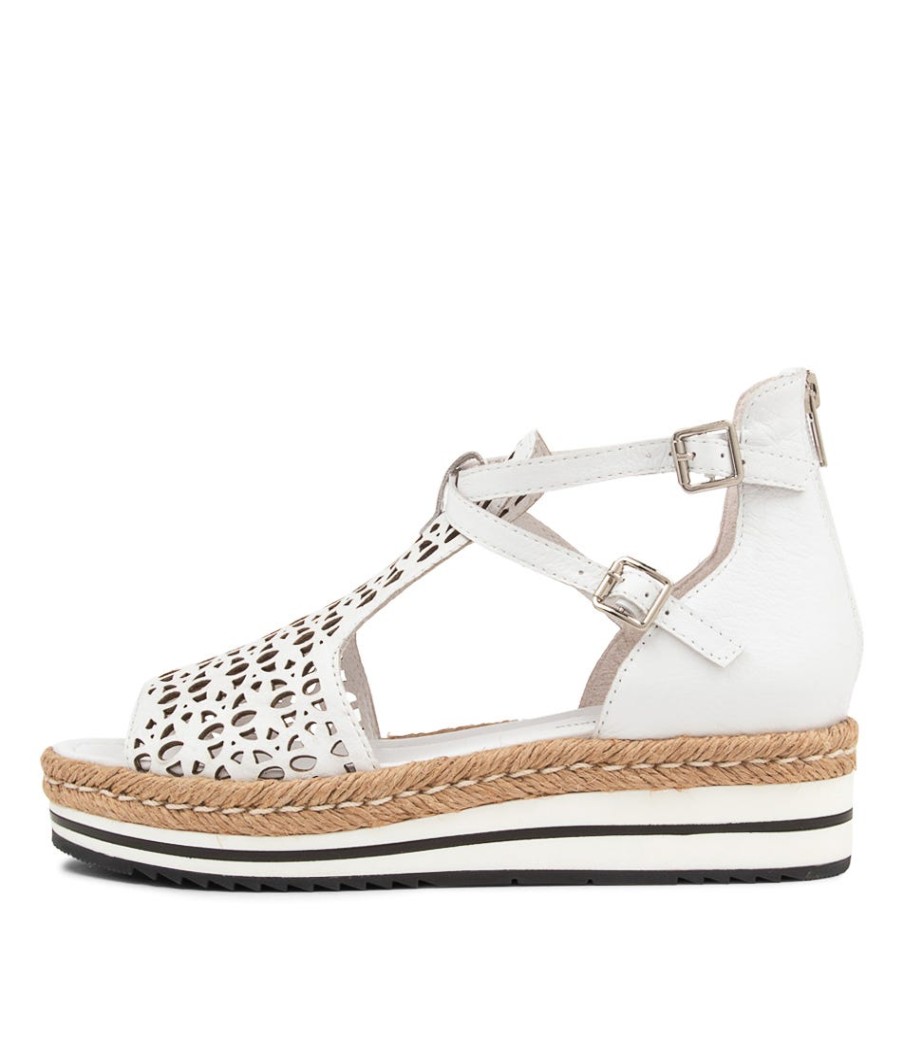 DJANGO & JULIETTE Accra White Leather Espadrilles | Espadrilles