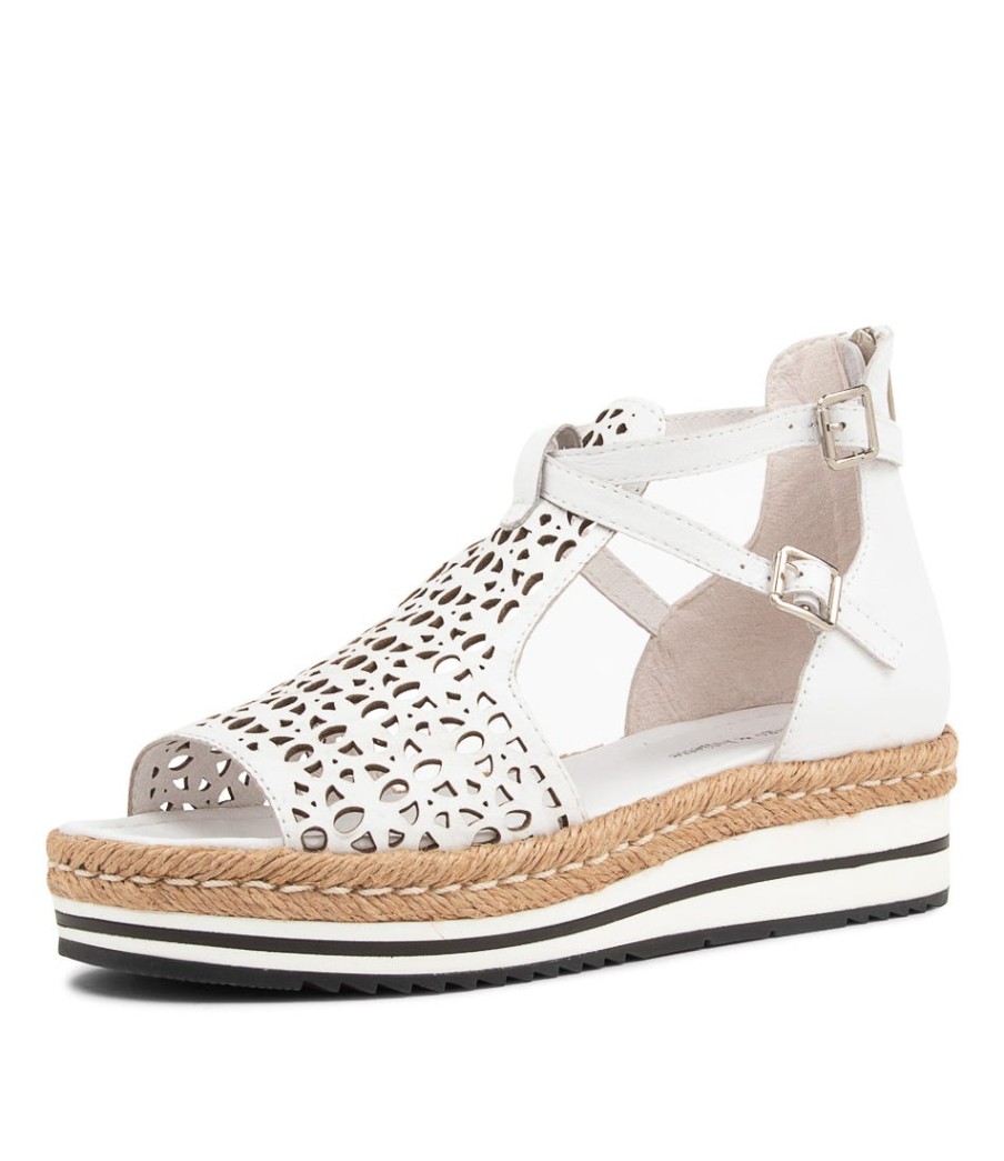 DJANGO & JULIETTE Accra White Leather Espadrilles | Espadrilles