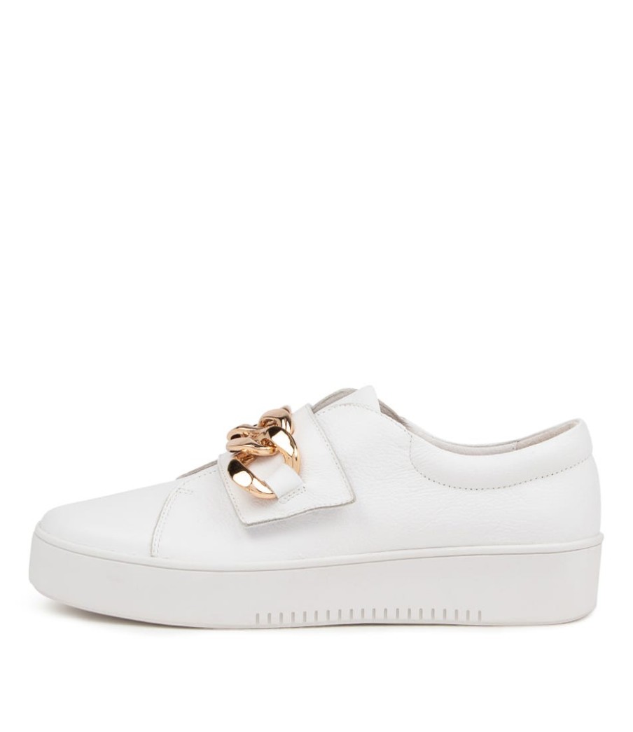 DJANGO & JULIETTE Layan White Leather Sneakers White Sole | Sneakers