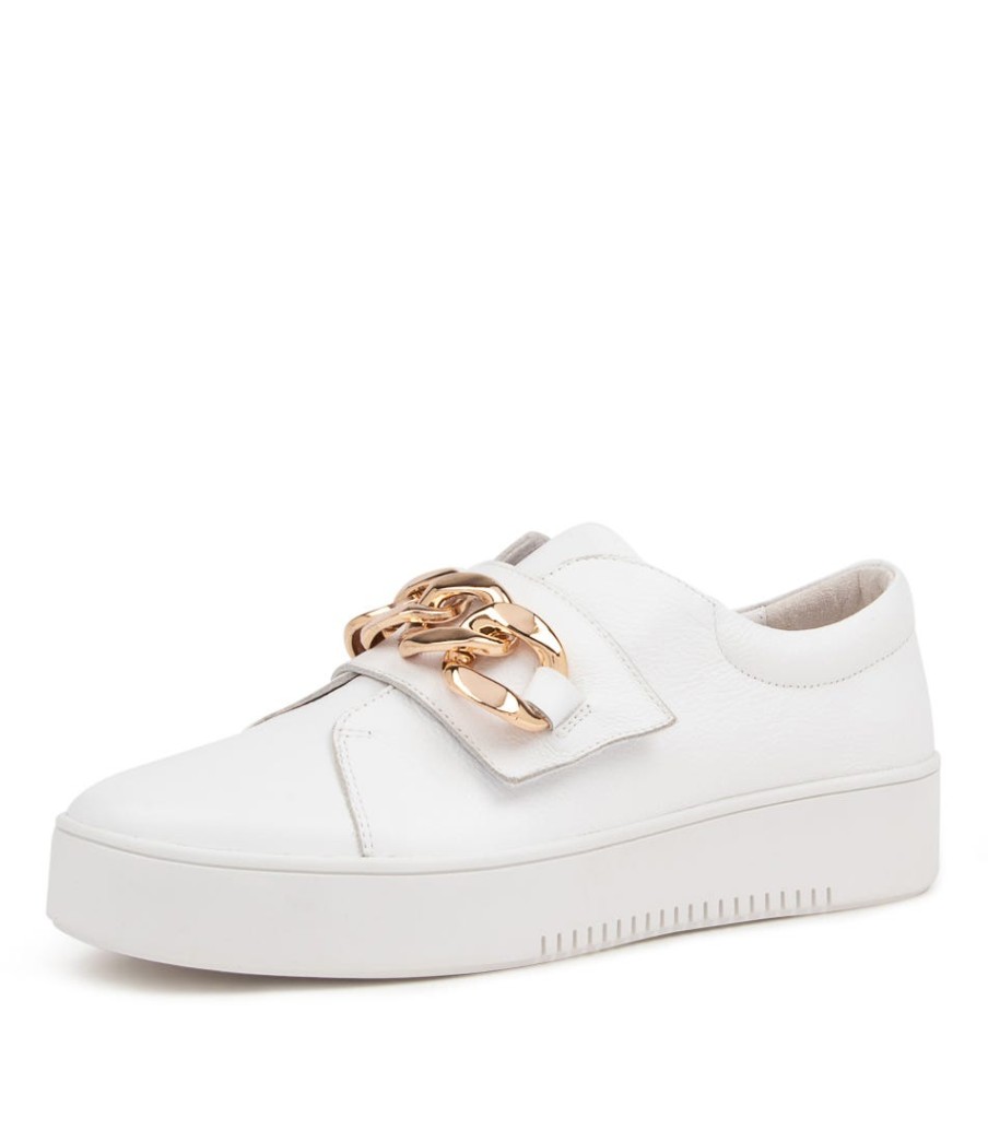 DJANGO & JULIETTE Layan White Leather Sneakers White Sole | Sneakers