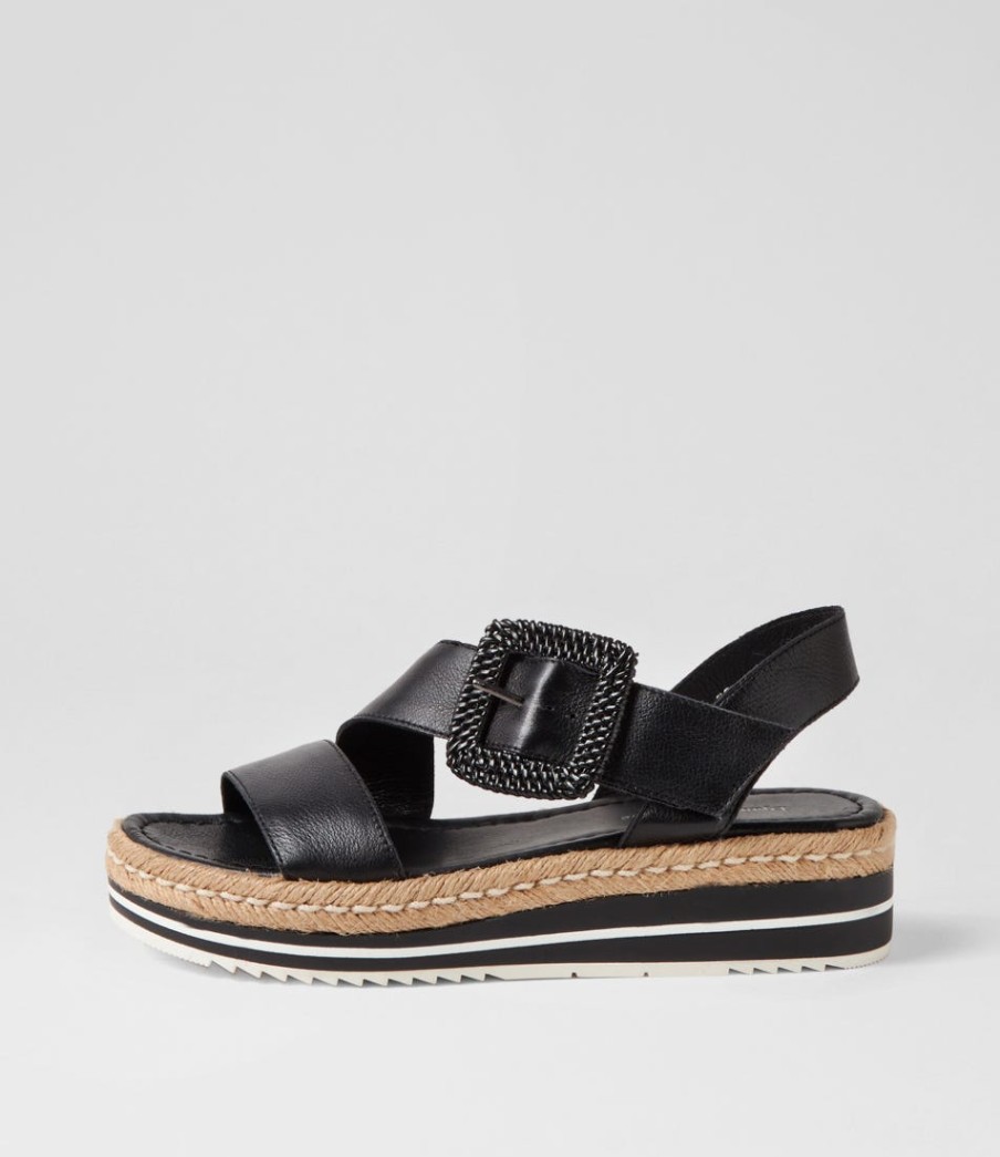 DJANGO & JULIETTE Atory Black Leather Espadrilles | Espadrilles