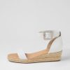 DJANGO & JULIETTE Sprout White Leather Buckle Sandals | Espadrilles