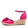 DJANGO & JULIETTE Raggie Fuchsia Natural Rope Leather Wedges | Espadrilles