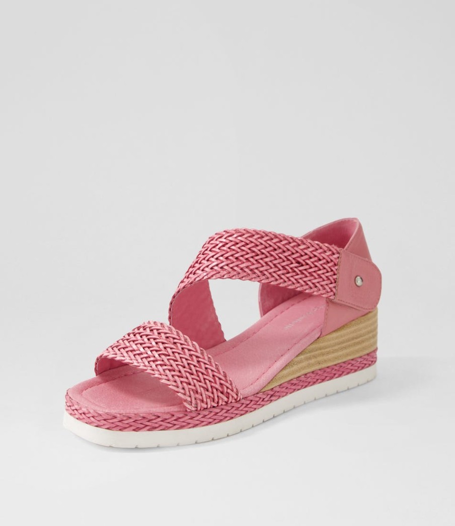 DJANGO & JULIETTE Ide Pretty Pink Weave Leather Espadrilles | Espadrilles