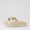 ZIERA Nulla Xw Almond Leather Slides | Flats