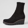 DJANGO & JULIETTE Nibal Black Stretch Microsuede Ankle Boots | Boots