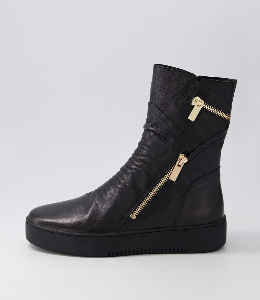 DJANGO & JULIETTE Lumbo Black Leather Ankle Boots | Boots