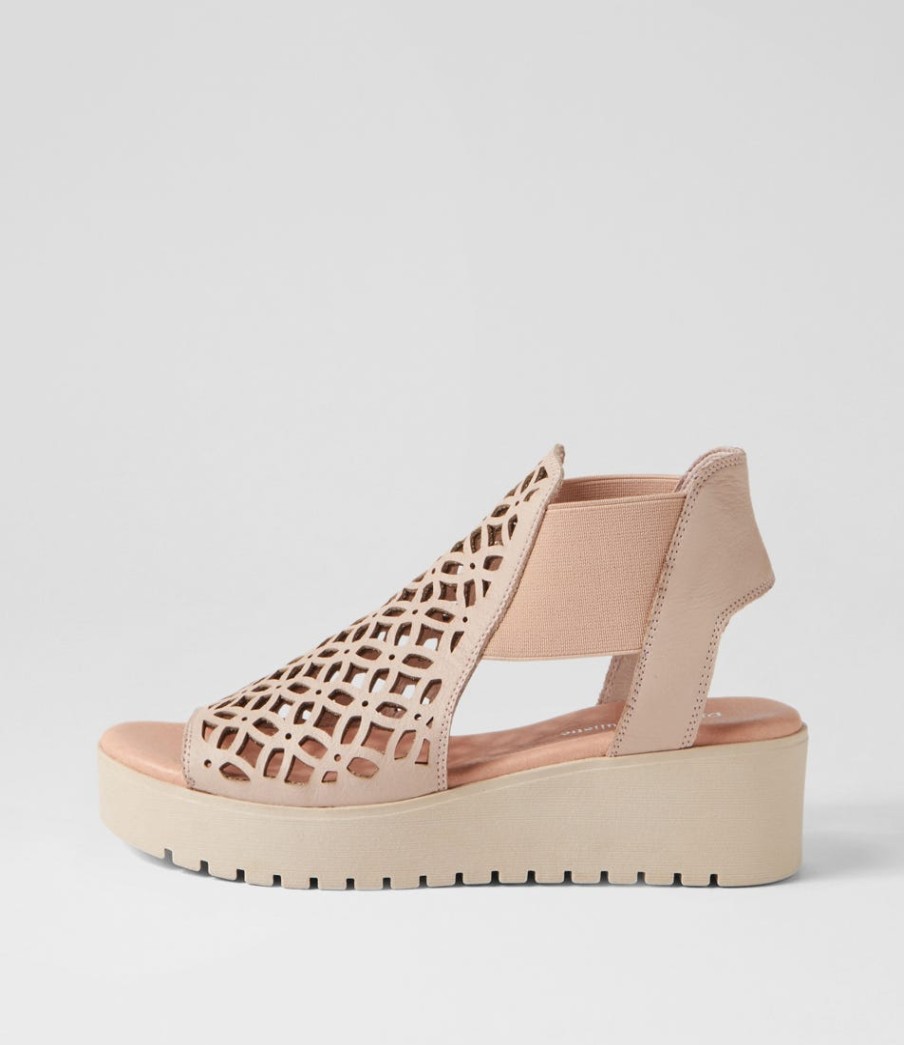 DJANGO & JULIETTE Odate Cafe Nude Leather Sandals | Wedges