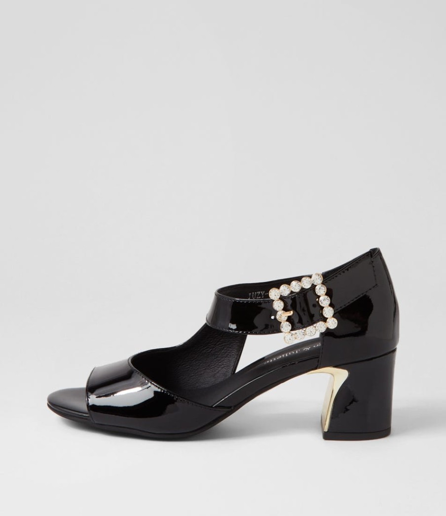 DJANGO & JULIETTE Juzy Black Patent Leather Sandals | Heels