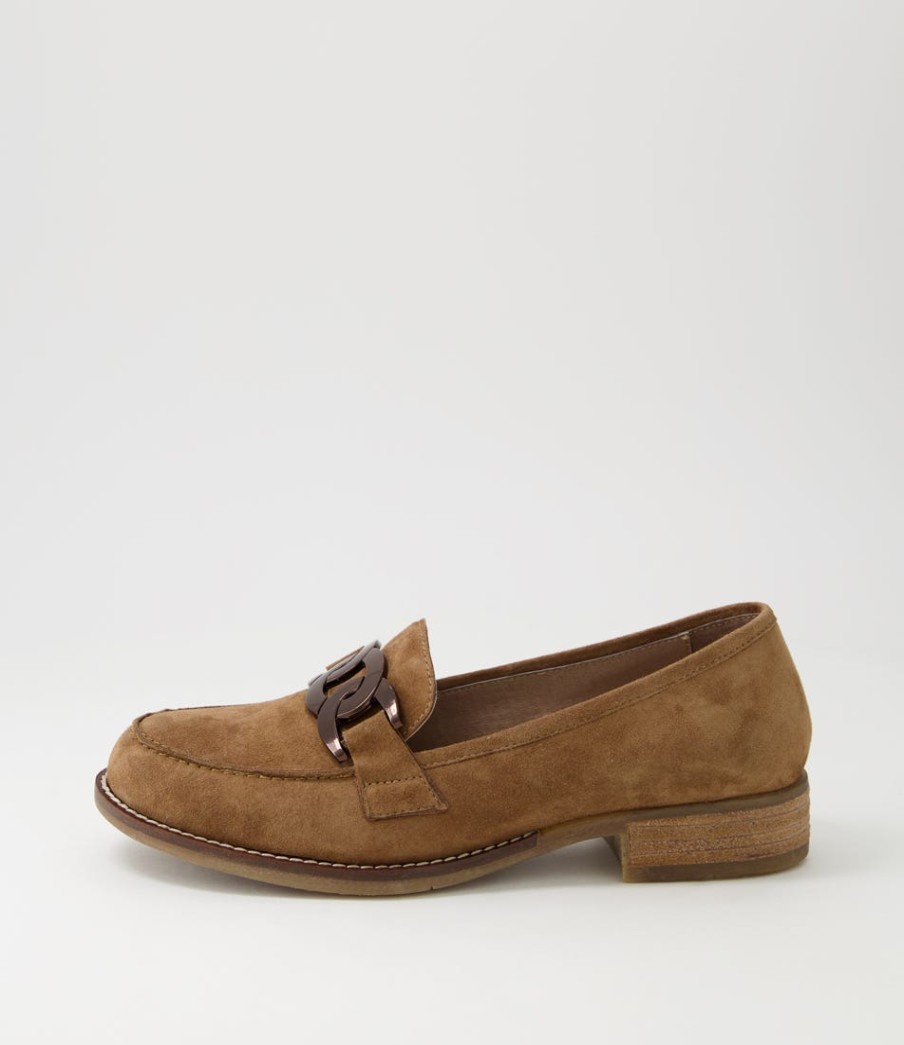 DJANGO & JULIETTE Corina Light Choc Suede Loafers | Loafers