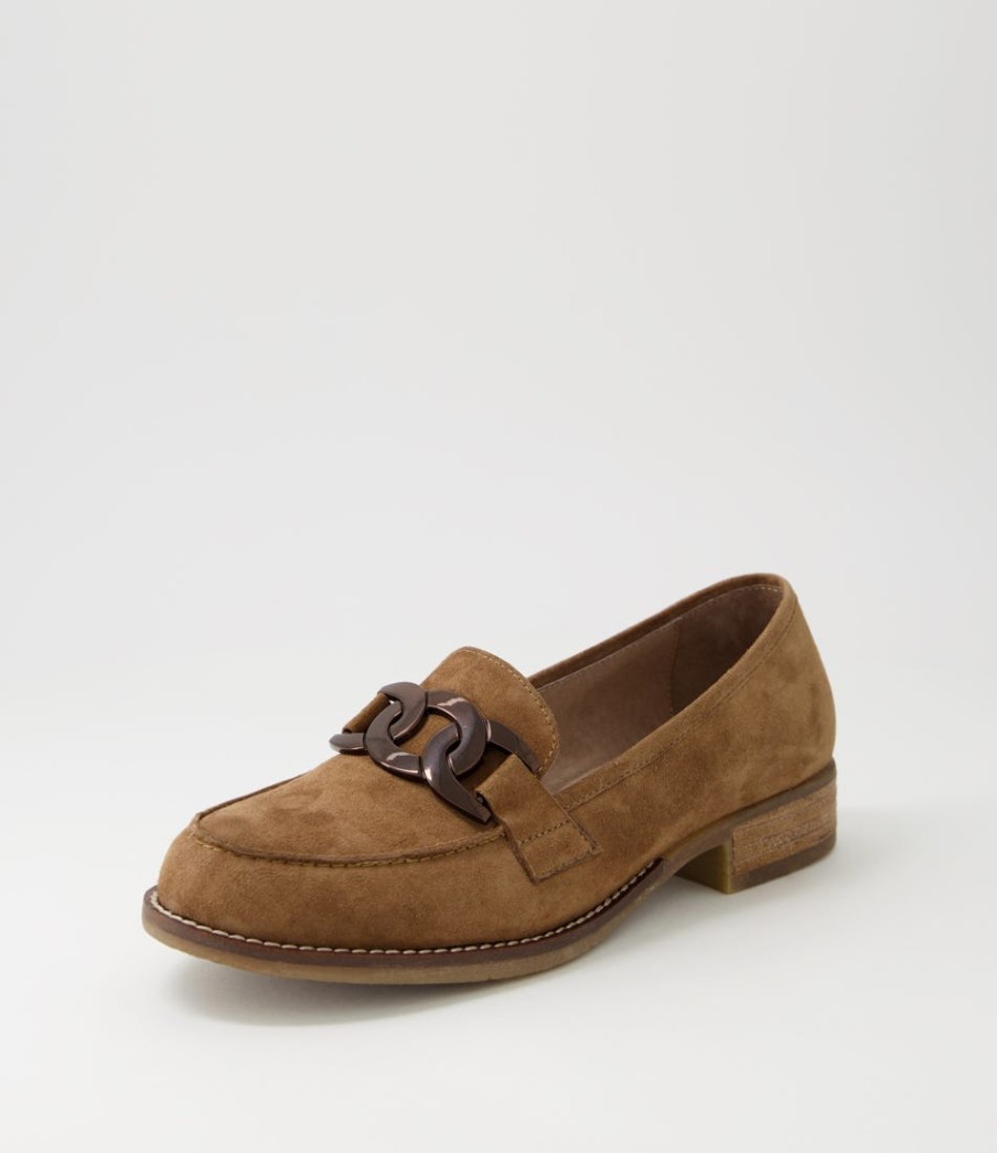 DJANGO & JULIETTE Corina Light Choc Suede Loafers | Loafers