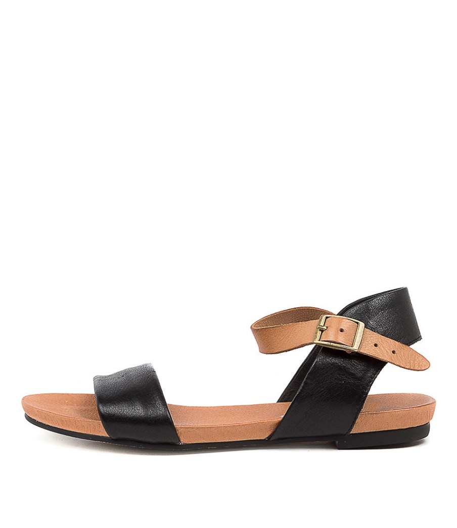 DJANGO & JULIETTE Jinnit Black-Tan Leather | Flats