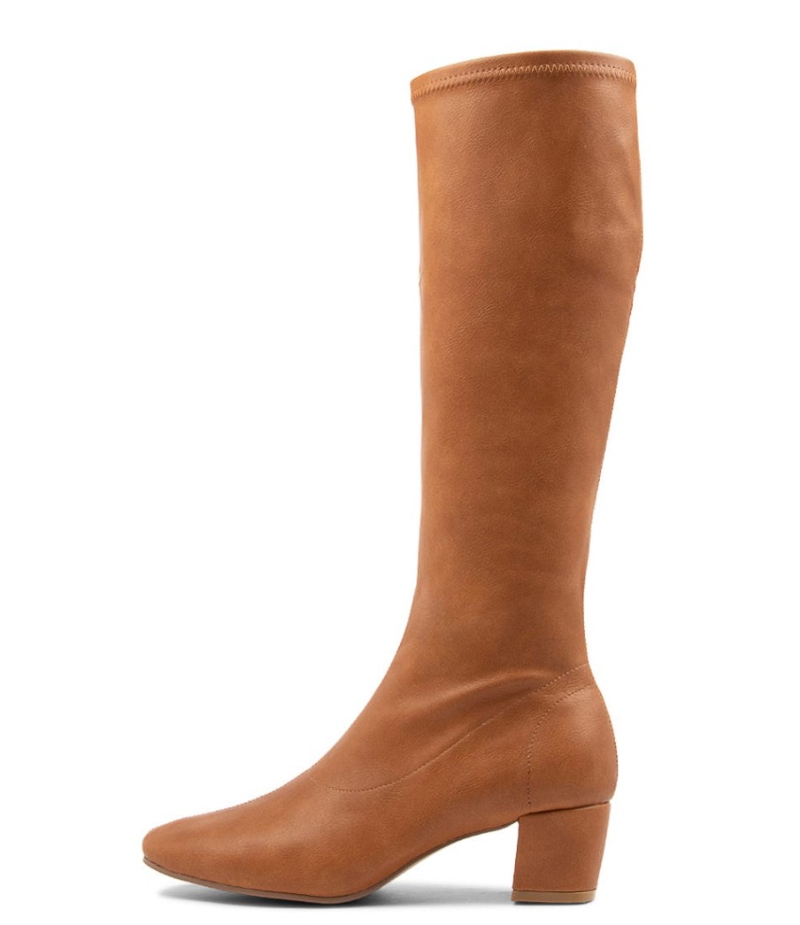 DJANGO & JULIETTE Hayleys Tan Stretch Knee High Boots | Boots