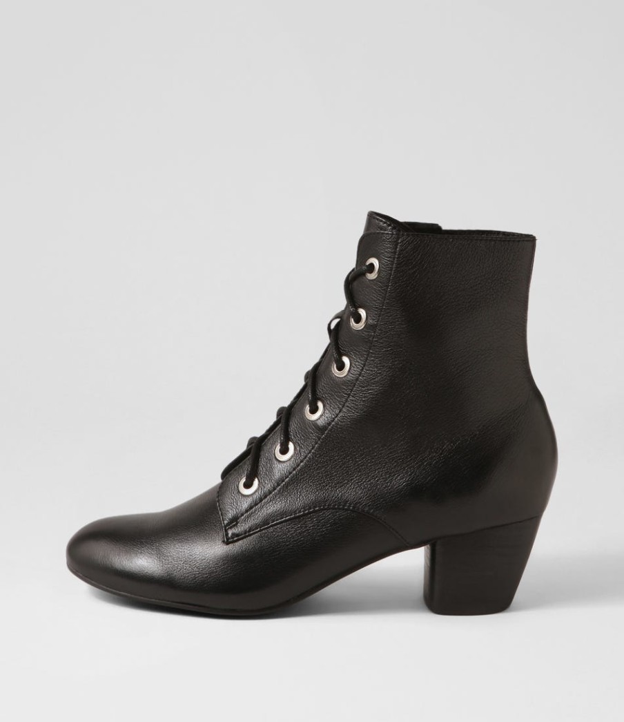 DJANGO & JULIETTE Durban Black Leather Lace Up Boots | Boots