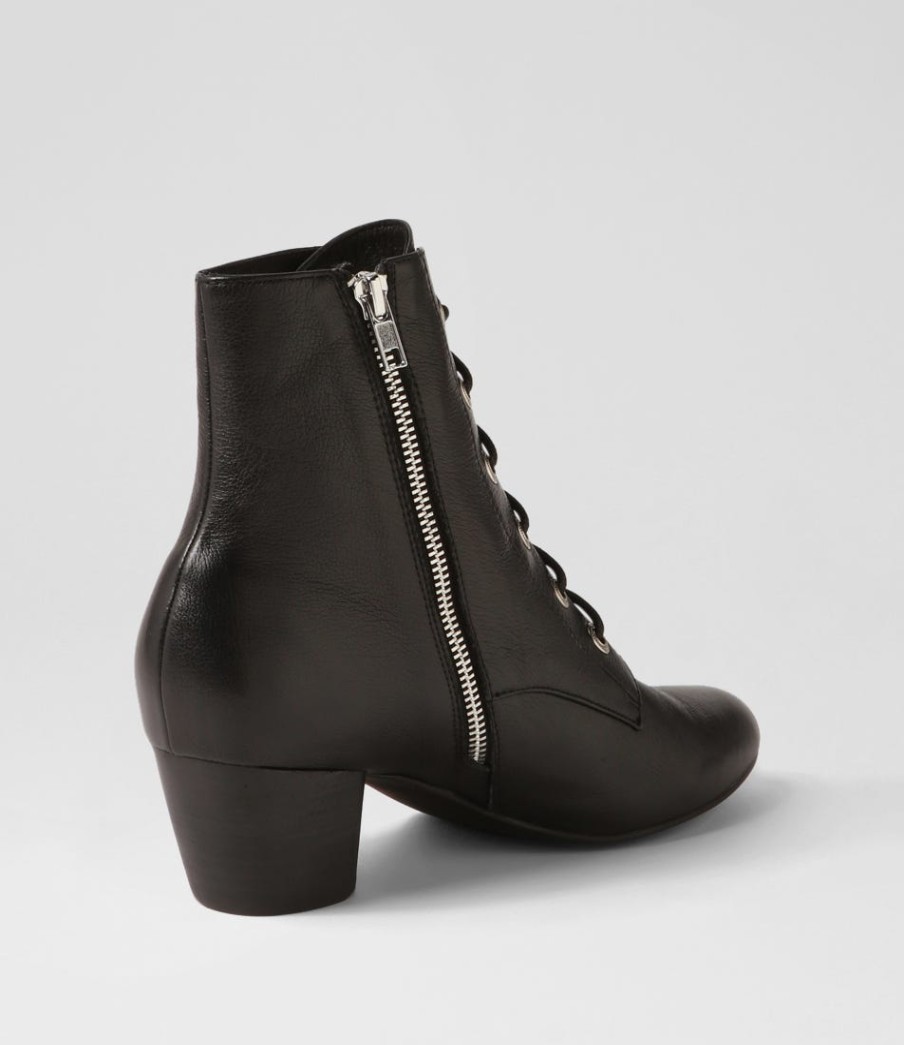 DJANGO & JULIETTE Durban Black Leather Lace Up Boots | Boots