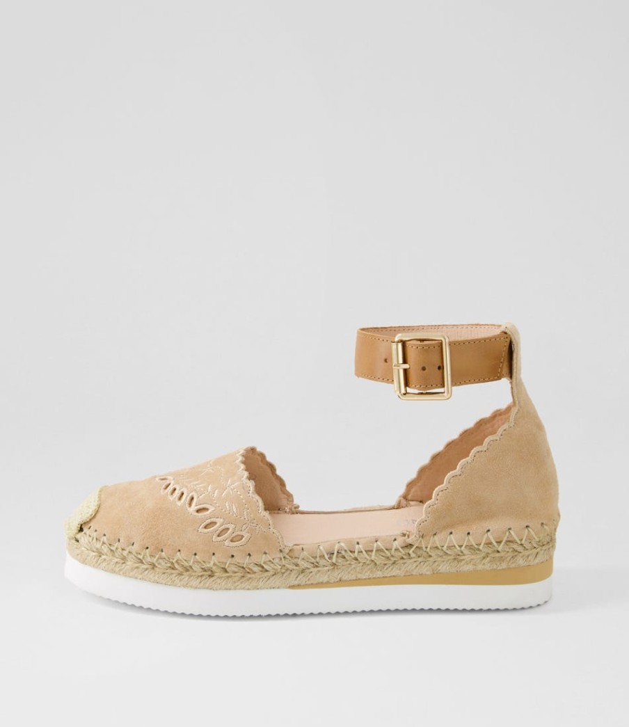 TOP END Witteny Latte Tan Suede Leather Espadrilles | Espadrilles