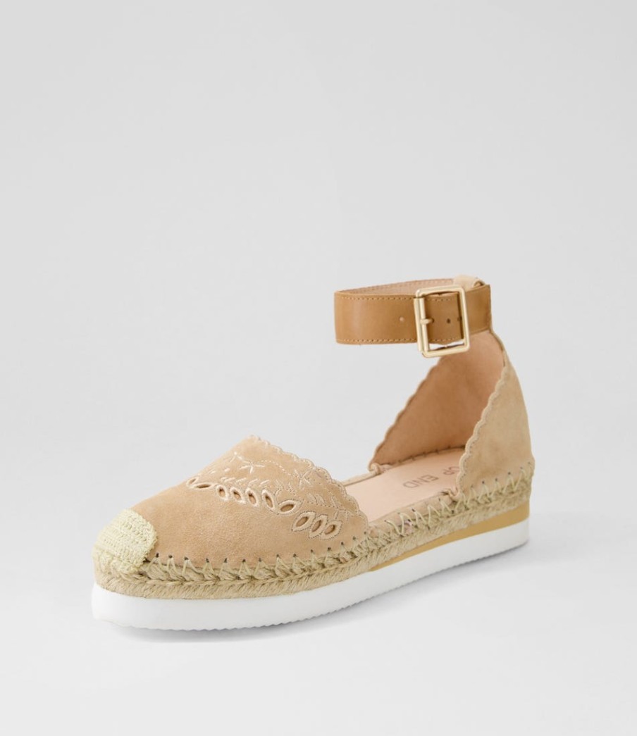 TOP END Witteny Latte Tan Suede Leather Espadrilles | Espadrilles