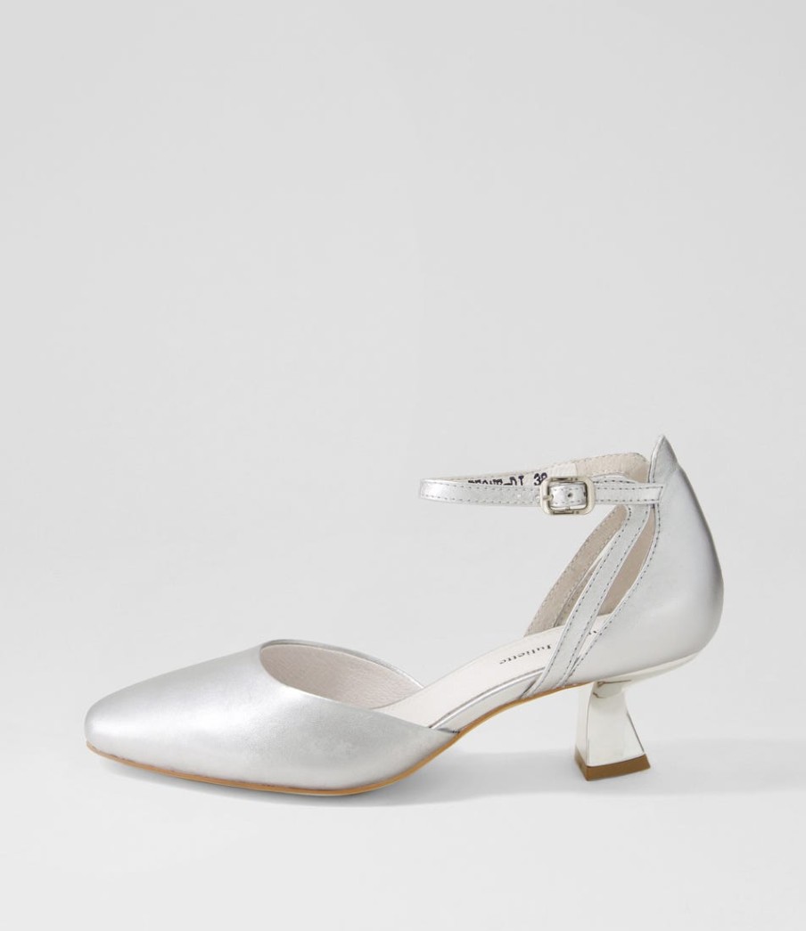 DJANGO & JULIETTE Deone Silver Leather Heels | Heels